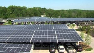 Cincinnati Zoo parking lot with solar panels on vine street cincy, oh
